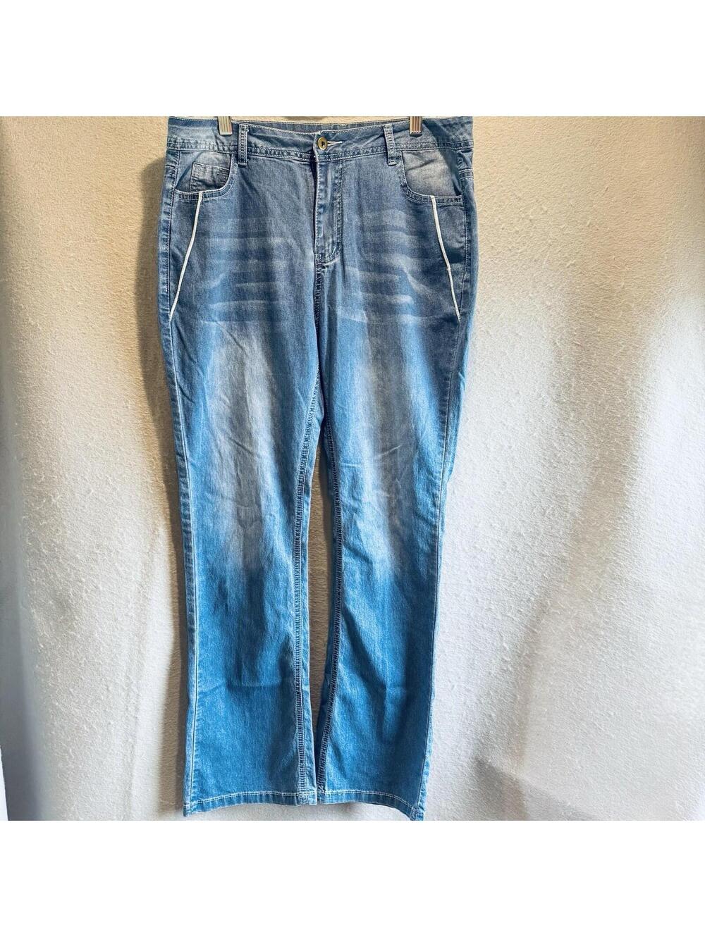 Womens Boot Cut Lt Denim Jeans Patriotic Design Western Stretchy American Sz LG